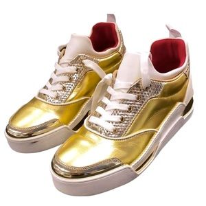 Louboutin Aurelien Donna Metallic Leather Sneaker